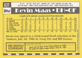 1990 Topps Traded #63T Kevin Maas Back