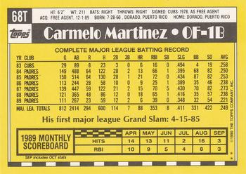 1990 Topps Traded #68T Carmelo Martinez Back
