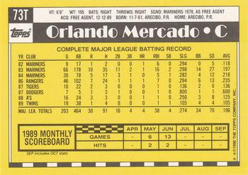 1990 Topps Traded #73T Orlando Mercado Back