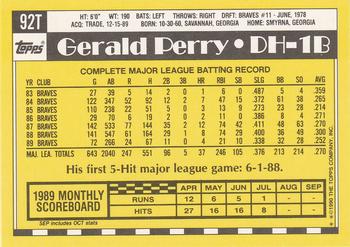 1990 Topps Traded #92T Gerald Perry Back