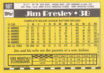 1990 Topps Traded #98T Jim Presley Back