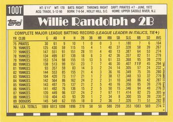 1990 Topps Traded #100T Willie Randolph Back