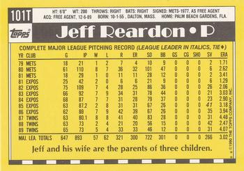 1990 Topps Traded #101T Jeff Reardon Back
