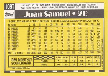 1990 Topps Traded #109T Juan Samuel Back