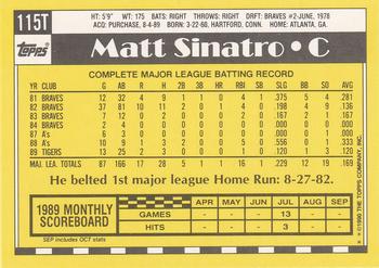1990 Topps Traded #115T Matt Sinatro Back