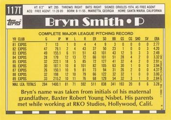 1990 Topps Traded #117T Bryn Smith Back