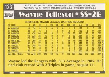 1990 Topps Traded #123T Wayne Tolleson Back
