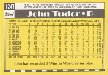 1990 Topps Traded #124T John Tudor Back