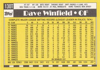 1990 Topps Traded #130T Dave Winfield Back