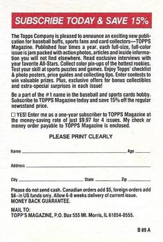 1990 Topps Traded #NNO Topps Magazine Subscribe & Save Back