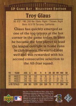 2001 SP Game Bat Milestone #1 Troy Glaus Back