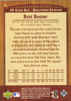 2001 SP Game Bat Milestone #18 Bret Boone Back