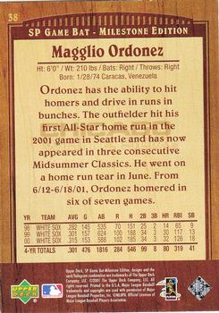 2001 SP Game Bat Milestone #38 Magglio Ordonez Back