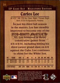 2001 SP Game Bat Milestone #39 Carlos Lee Back