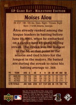 2001 SP Game Bat Milestone #46 Moises Alou Back