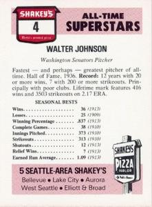 1977 Shakey's Pizza #4 Walter Johnson Back