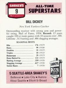 1977 Shakey's Pizza #9 Bill Dickey Back