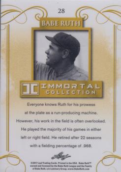 2017 Leaf Babe Ruth Immortal Collection #28 Babe Ruth Back
