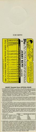1982 Topps Squirt - Panels Game Bottom #2 Jerry Remy Back
