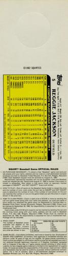 1982 Topps Squirt - Panels Game Bottom #5 Reggie Jackson Back