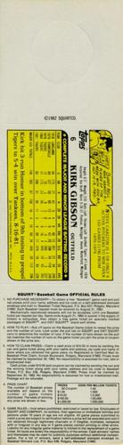 1982 Topps Squirt - Panels Game Bottom #6 Kirk Gibson Back