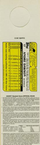 1982 Topps Squirt - Panels Game Bottom #17 Andre Dawson Back