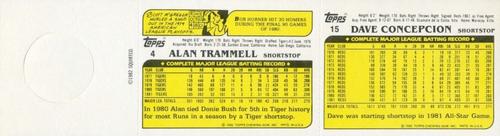 1982 Topps Squirt - Panels 2 Players #4 / 15 Alan Trammell / Dave Concepcion Back