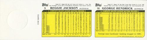 1982 Topps Squirt - Panels 2 Players #5 / 16 Reggie Jackson / George Hendrick Back