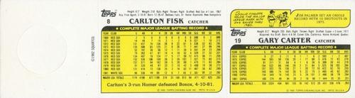 1982 Topps Squirt - Panels 2 Players #8 / 19 Carlton Fisk / Gary Carter Back