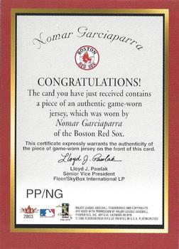 2003 Fleer Platinum - Platinum Portraits Game Jersey #PP/NG Nomar Garciaparra Back