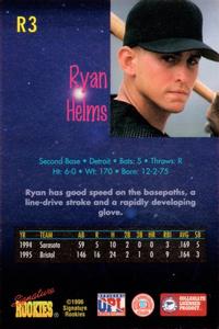1996 Signature Rookies Old Judge - Rising Stars #R3 Ryan Helms Back
