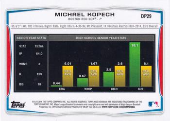 2014 Bowman Draft - Black #DP29 Michael Kopech Back