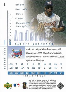 2001 SP Game Used Edition #1 Garret Anderson Back