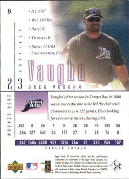 2001 SP Game Used Edition #8 Greg Vaughn Back