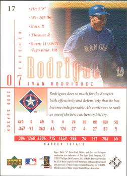 2001 SP Game Used Edition #17 Ivan Rodriguez Back
