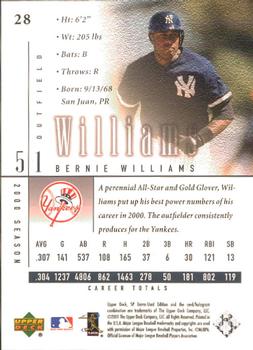 2001 SP Game Used Edition #28 Bernie Williams Back