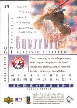 2001 SP Game Used Edition #45 Vladimir Guerrero Back