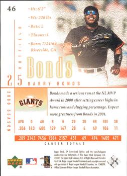 2001 SP Game Used Edition #46 Barry Bonds Back