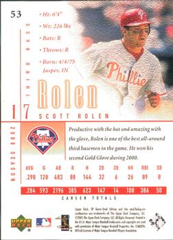 2001 SP Game Used Edition #53 Scott Rolen Back