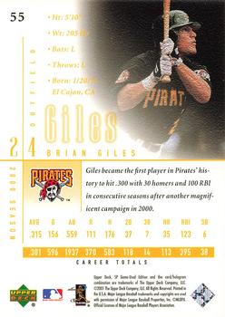 2001 SP Game Used Edition #55 Brian Giles Back