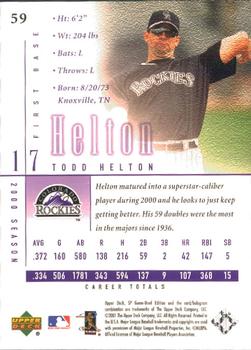 2001 SP Game Used Edition #59 Todd Helton Back