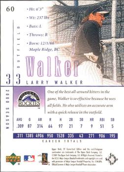 2001 SP Game Used Edition #60 Larry Walker Back