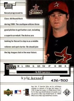 2001 SP Game Used Edition #72 Kyle Kessel Back
