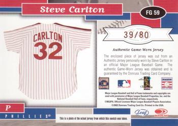 2002 Leaf Certified - Fabric of the Game Base #FG 59 Steve Carlton Back