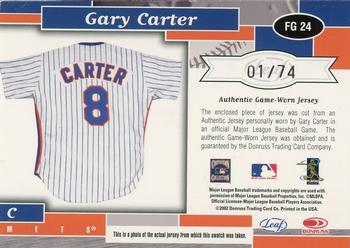 2002 Leaf Certified - Fabric of the Game Debut Year #FG 24 Gary Carter Back