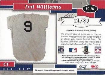2002 Leaf Certified - Fabric of the Game Debut Year #FG 26 Ted Williams Back