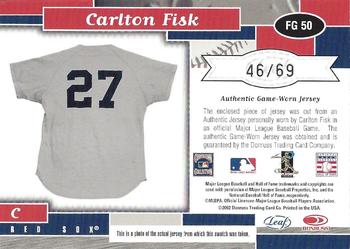 2002 Leaf Certified - Fabric of the Game Debut Year #FG 50 Carlton Fisk Back