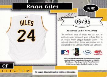 2002 Leaf Certified - Fabric of the Game Debut Year #FG 82 Brian Giles Back