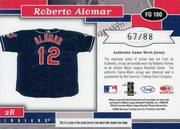 2002 Leaf Certified - Fabric of the Game Debut Year #FG 100 Roberto Alomar Back