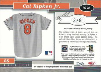 2002 Leaf Certified - Fabric of the Game Jersey Number #FG 35 Cal Ripken Jr. Back